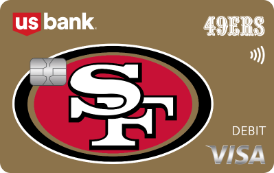 Tarjeta 11. Diseño de tarjeta de débito Visa de los 49ers de San Francisco.