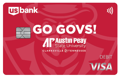 Tarjeta 5. Diseño de tarjeta de débito Visa de la universidad Austin Peay State University.