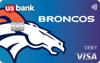 Tarjeta 2. Diseño de tarjeta de débito Visa de los Broncos de Denver.