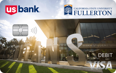 Tarjeta 13. Diseño de tarjeta de débito Visa de la universidad California State University Fullerton.