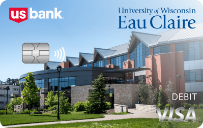 Tarjeta 14. Diseño de tarjeta de débito Visa de la universidad University of Wisconsin Eau Claire.