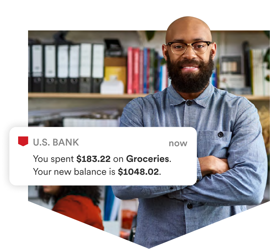 Man smiling after opening a Bank Smartly Checking account with U.S. Bank