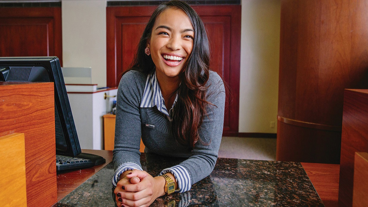 U.S. Bank employee smiling in a branch