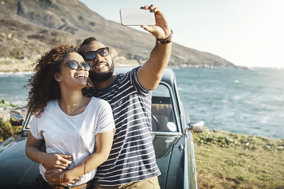 Couple taking photo of themselves