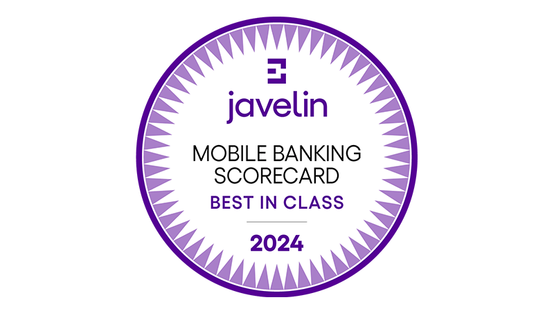 Javelin logo. Javelin rated the U.S. Bank Mobile App and onling banking “best in class.