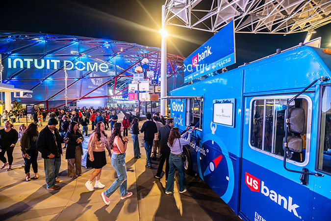 FireAid concert attendees pick up treats from the U.S. Bank Good Truck.