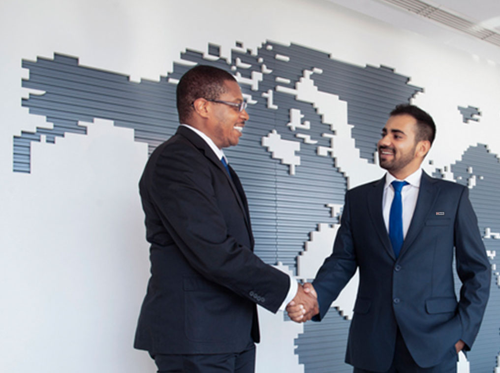 Two professional men shaking hands