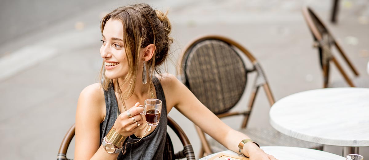 Woman drinking coffee