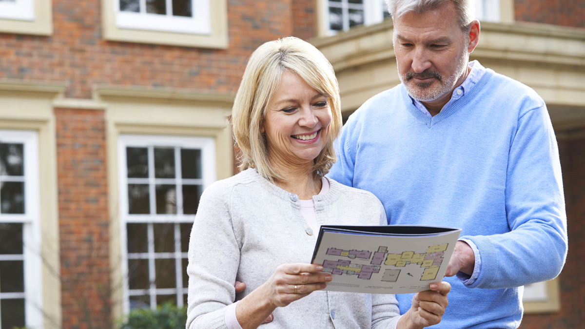 Couple looking at houses