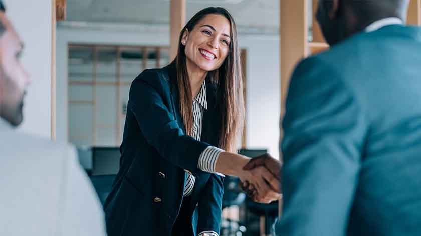 Woman shaking hands