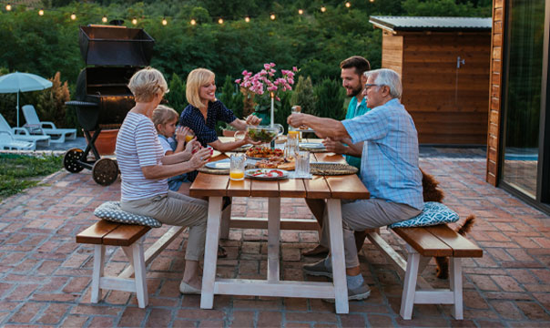 family gathering in backyard