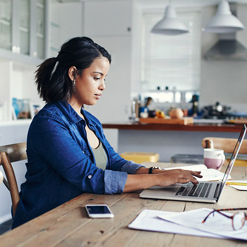 Woman working on laptop