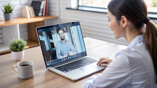 Women meeting with a virtual advisor on laptop