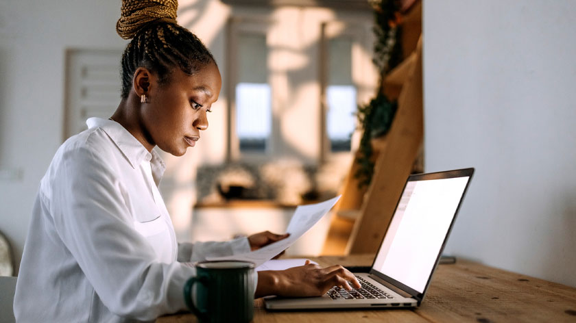 Photo of woman working at desk