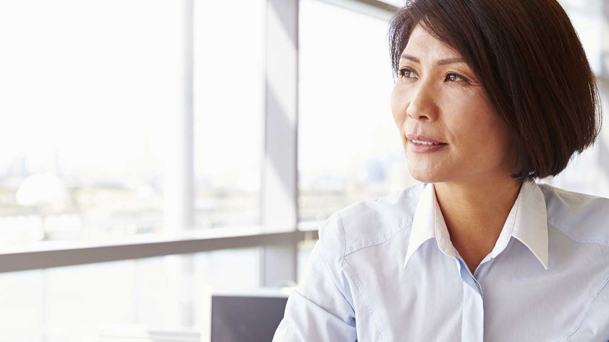 woman looking outside