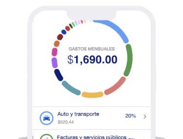 Vista de categorías de gastos mensuales en la aplicación móvil de U.S. Bank