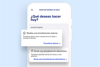 Vista de distintos métodos para mover dinero en un teléfono.