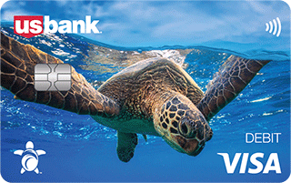 Card 2. Diving sea turtle Visa debit card design.