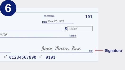 Step 6: How to sign the check.