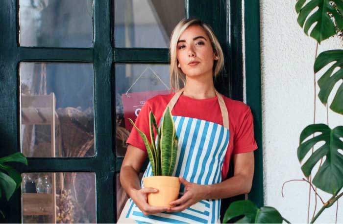 Small business owner at her store