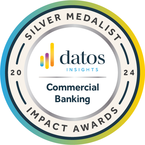 Circle that says 2024 Silver Medalist for the Datos Insights Impact Awards