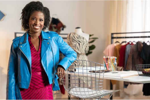 Woman in a shop smiling