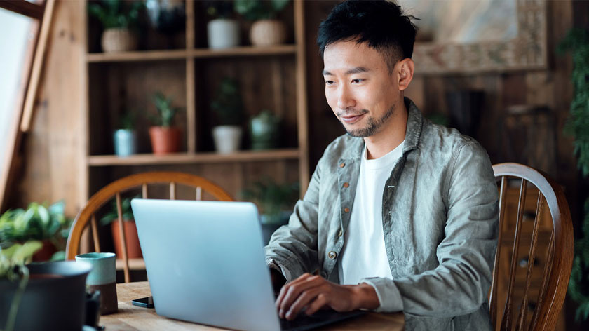 man working at computer