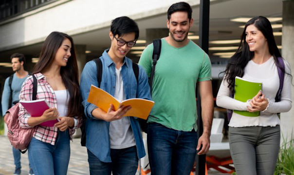 Four students in school